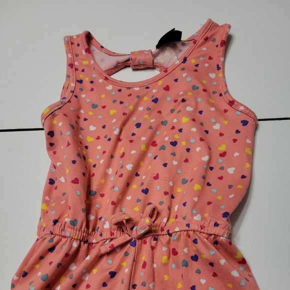 Picapino Outfit Girls 5T Jumpsuit Pink Hearts Short One-Piece 5 Comfort Stretch - Picture 3 of 12